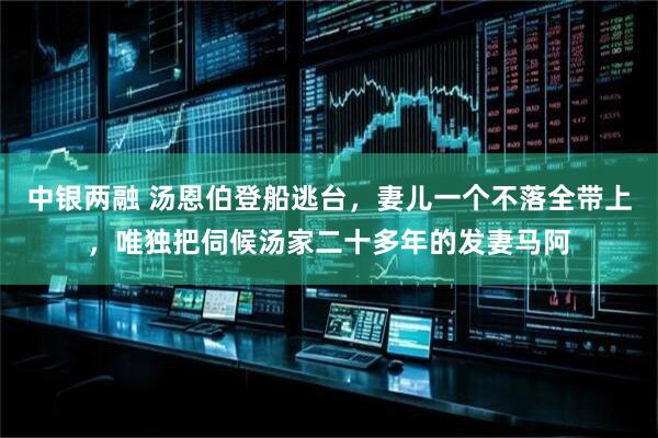 中银两融 汤恩伯登船逃台，妻儿一个不落全带上，唯独把伺候汤家二十多年的发妻马阿