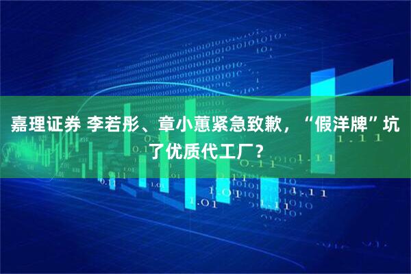 嘉理证券 李若彤、章小蕙紧急致歉,“假洋牌”坑了优质代工厂?