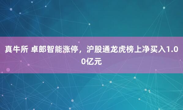 真牛所 卓郎智能涨停，沪股通龙虎榜上净买入1.00亿元