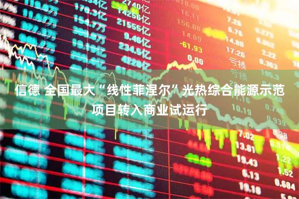 信德 全国最大“线性菲涅尔”光热综合能源示范项目转入商业试运行